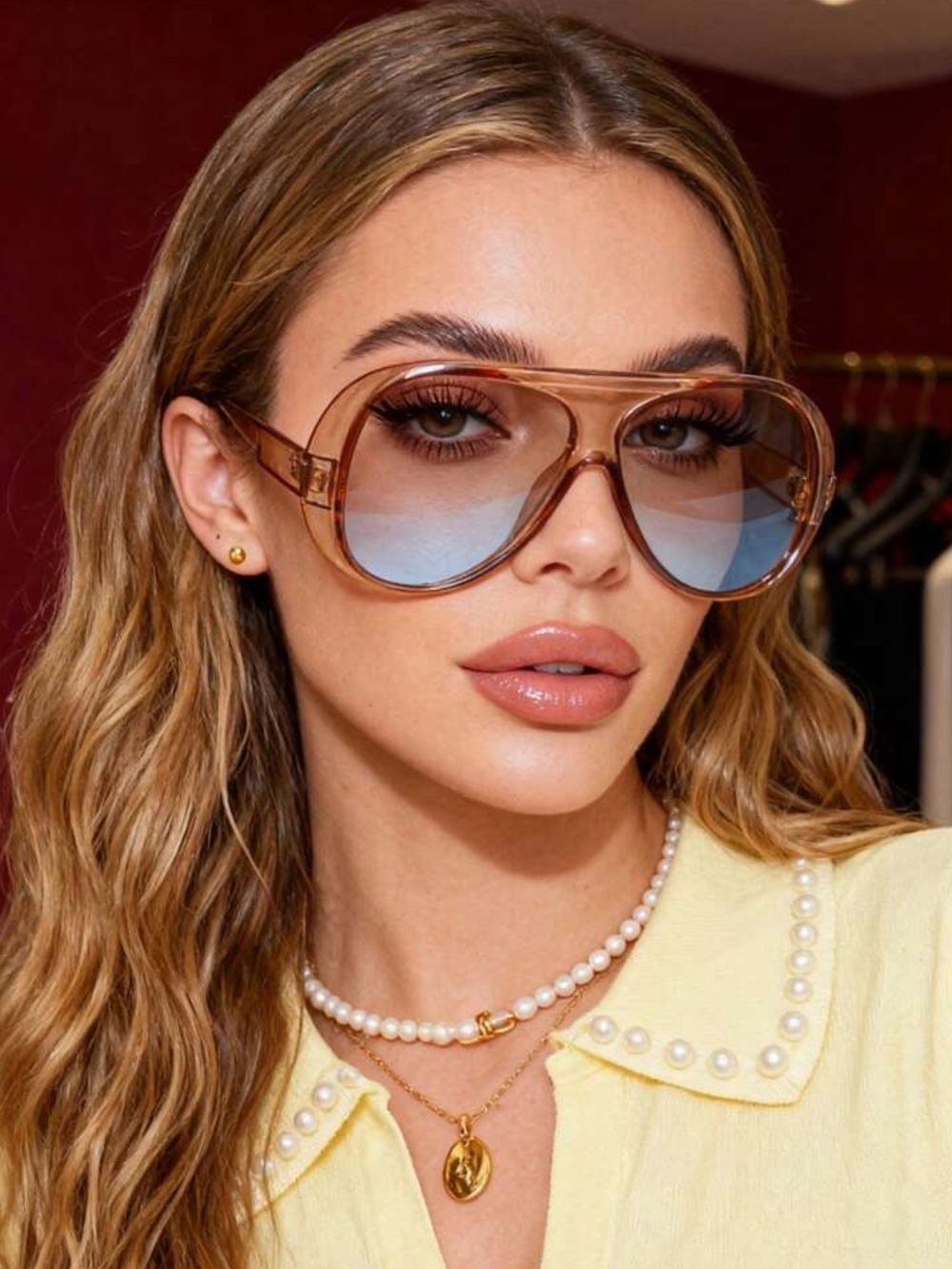 1 Pair Oversized Pilot Style Toad Eye Fashion Glasses, Personalized American